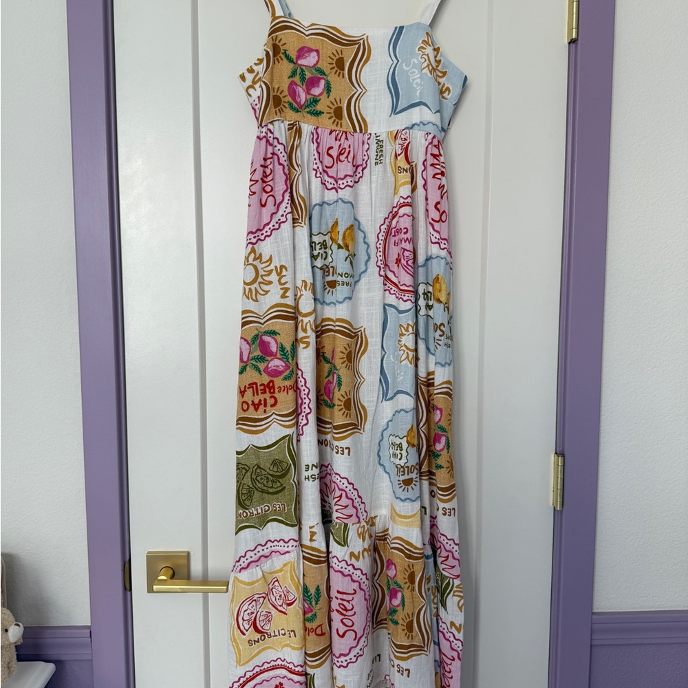 NWT Paper Heart Linen Maxi Dress Bella Sun and Fruits